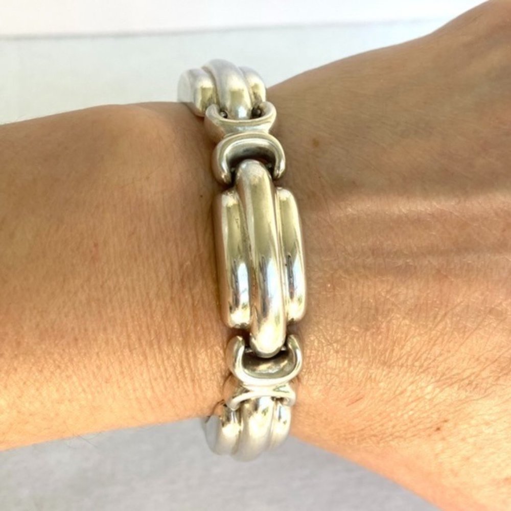 VTG Sterling Silver 925 Signed Bayanihan Modernist Panel Link Bracelet 7.25" 34g - Picture 2 of 16